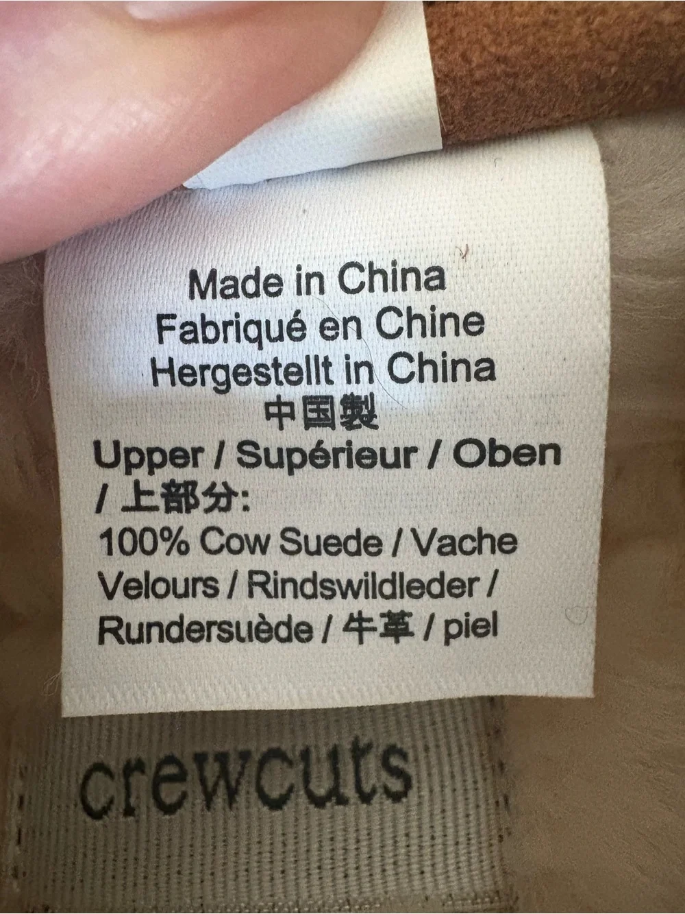 NWOT Crewcuts Kids Tan Suede Moccasin Slippers with Bow